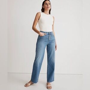 Madewell Hemp Summer Perfect Vintage Wide Leg Button Front Jeans 24